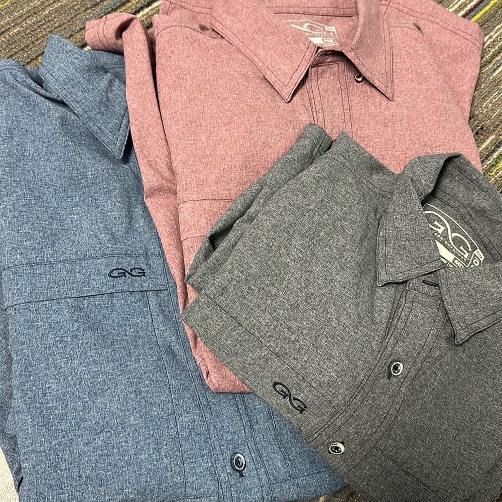 Bundle of 3 men’s GNG Gameguard Outdoors fishing shirts